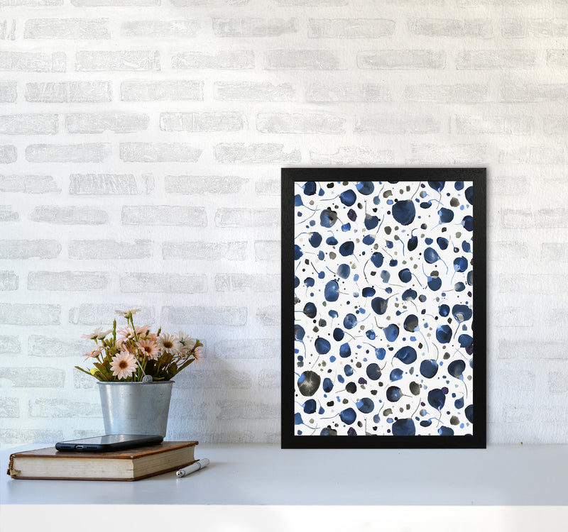 Flying Seeds Blue Abstract Art Print by Ninola Design A3 White Frame