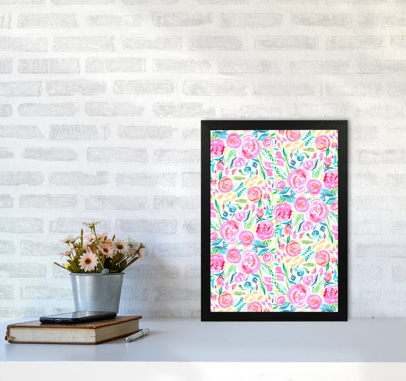 Spring Days Pink Abstract Art Print by Ninola Design A3 White Frame