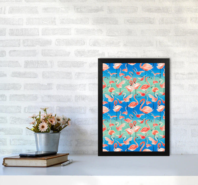 Flamingo Pink Abstract Art Print by Ninola Design A3 White Frame