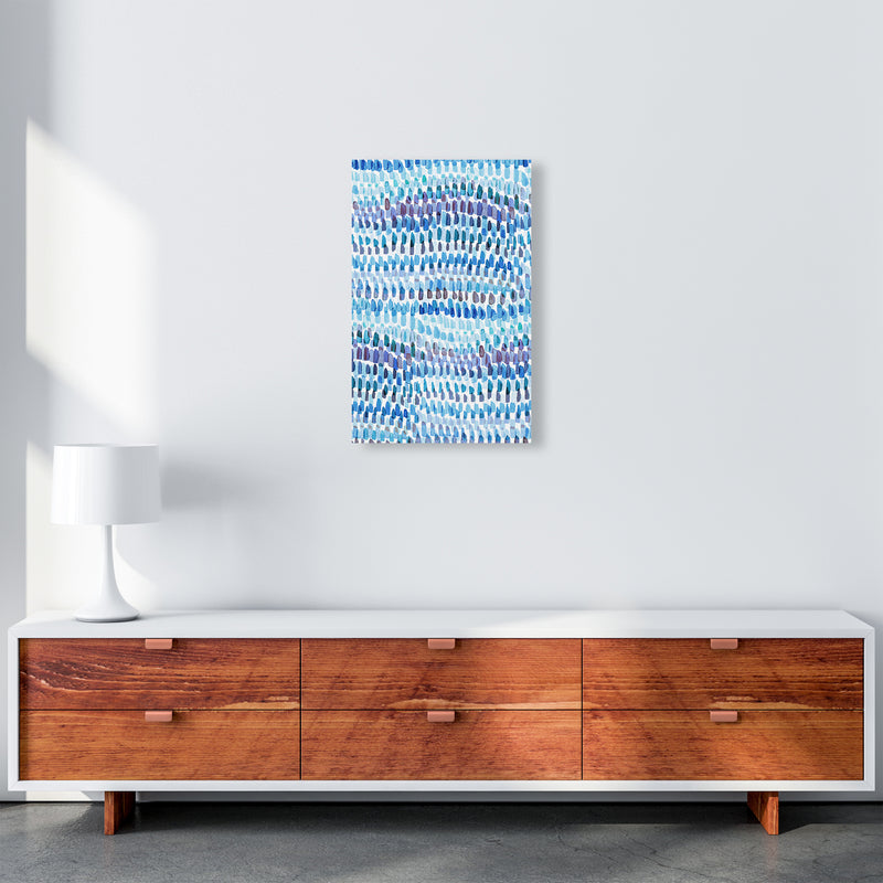 Artsy Strokes Stripes Colorful Blue Abstract Art Print by Ninola Design A3 Canvas