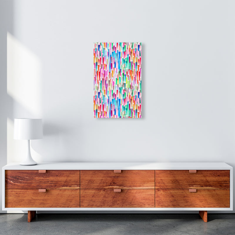 Colorful Brushstrokes Multicolored Abstract Art Print by Ninola Design A3 Canvas