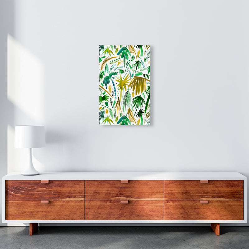 Brushstrokes Tropical Palms Green Abstract Art Print by Ninola Design A3 Canvas