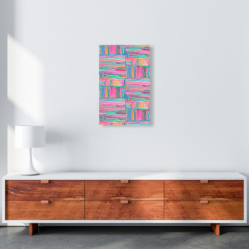 Watercolor Linear Meditation Pink Abstract Art Print by Ninola Design A3 Canvas