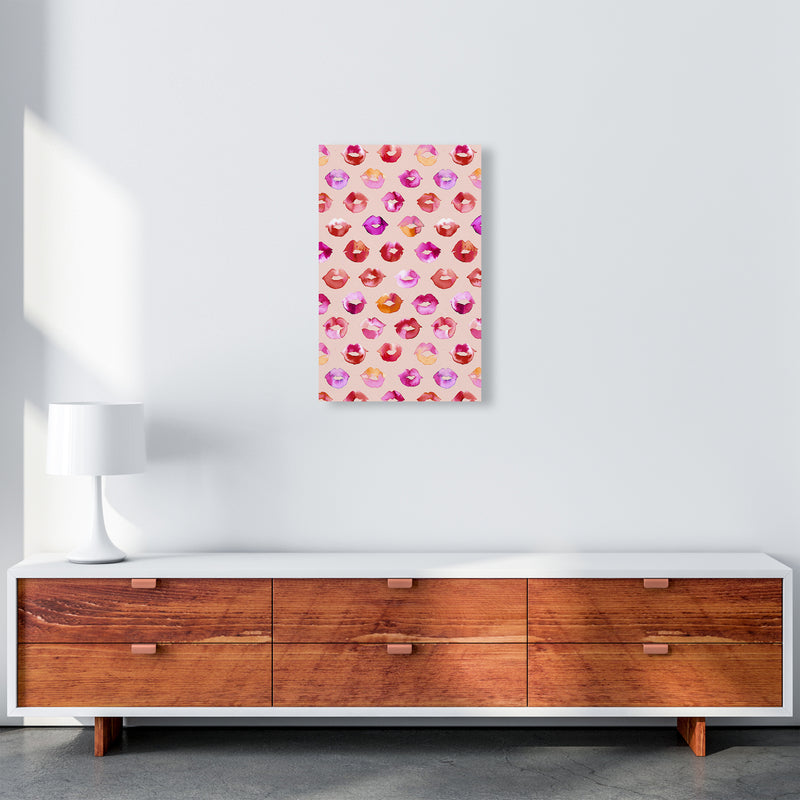 Sweet Love Kisses Pink Lips Abstract Art Print by Ninola Design A3 Canvas