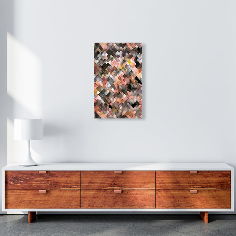 Moody Geometry Rustic Brown Abstract Art Print by Ninola Design A3 Canvas