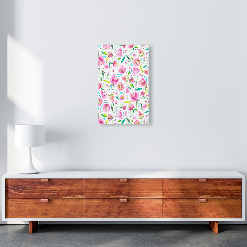 Peonies Pink Abstract Art Print by Ninola Design A3 Canvas