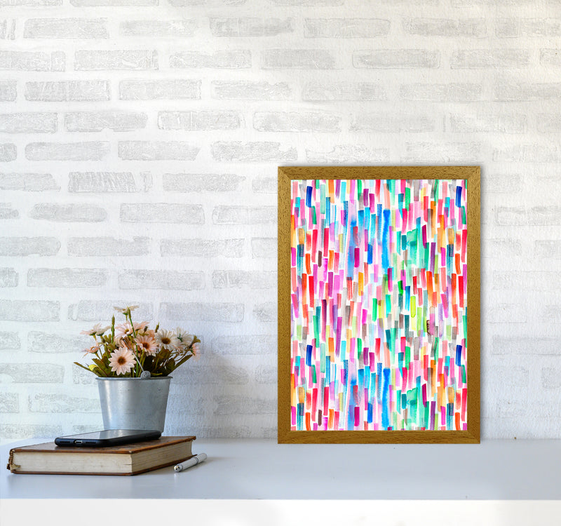 Colorful Brushstrokes Multicolored Abstract Art Print by Ninola Design A3 Print Only