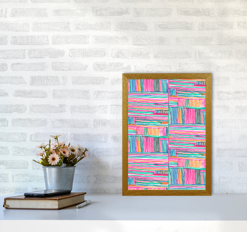 Watercolor Linear Meditation Pink Abstract Art Print by Ninola Design A3 Print Only