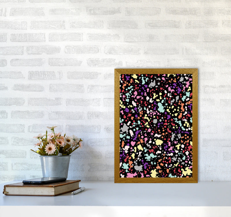 Splatter Dots Multicolored Black Abstract Art Print by Ninola Design A3 Print Only