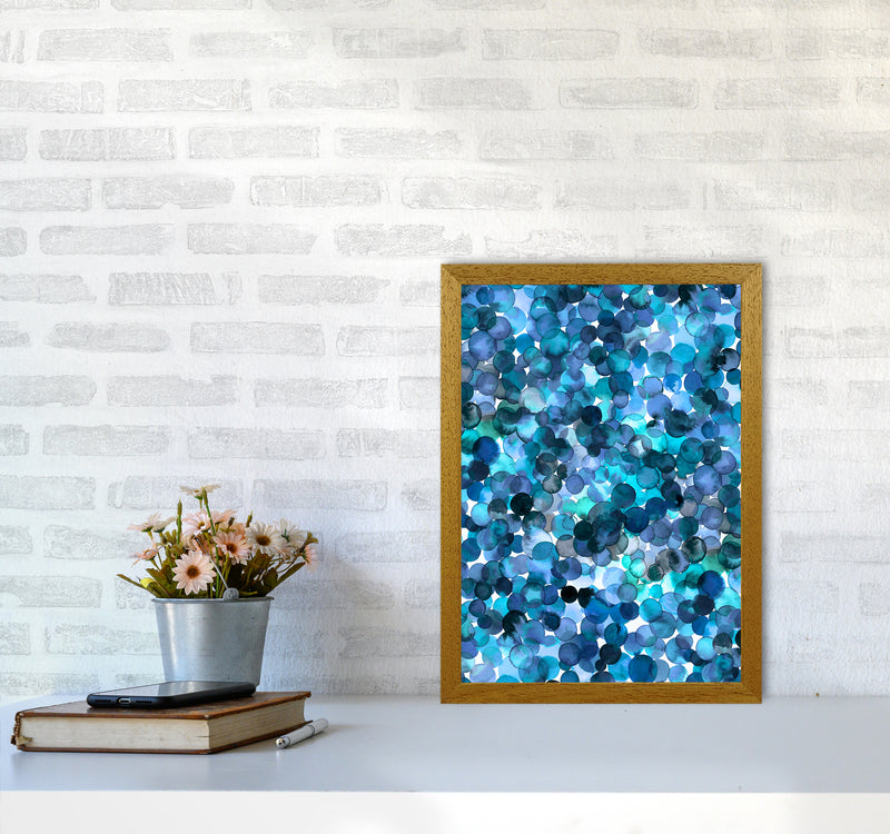 Overlapped Watercolor Dots Blue Abstract Art Print by Ninola Design A3 Print Only
