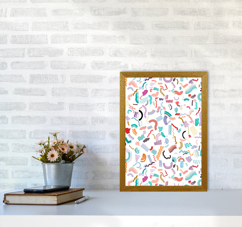 Curly and Zigzag Stripes White Abstract Art Print by Ninola Design A3 Print Only