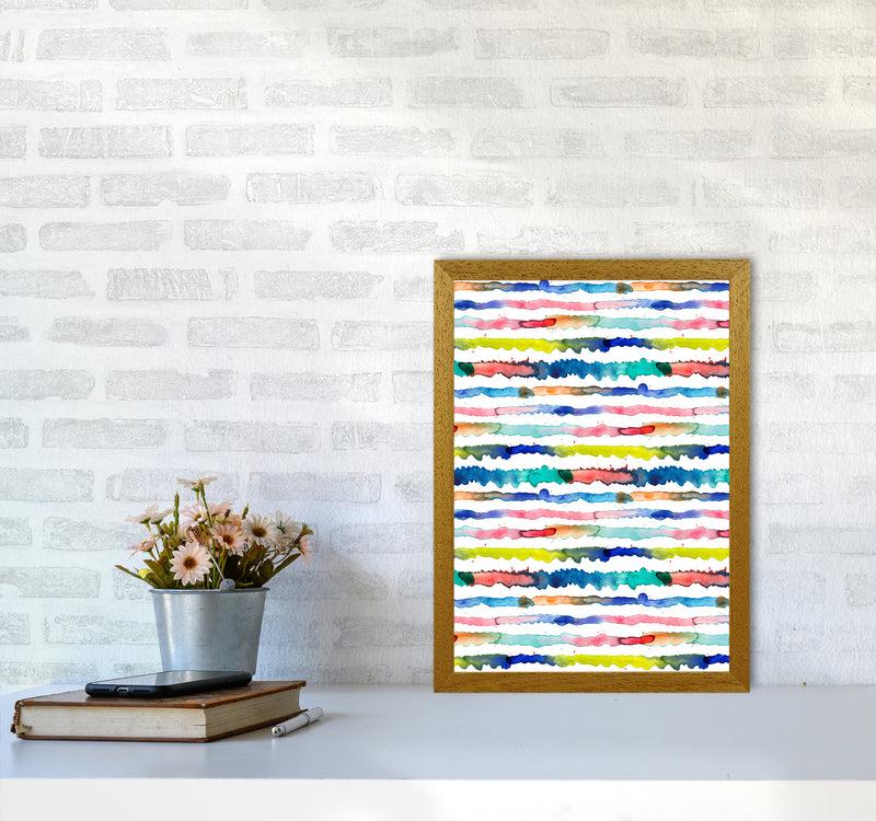 Gradient Watercolor Lines Blue Abstract Art Print by Ninola Design A3 Print Only