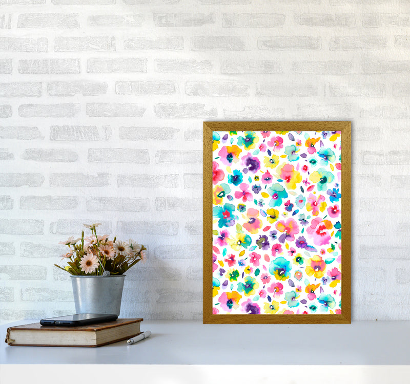 Tropical Flowers Multicolored Abstract Art Print by Ninola Design A3 Print Only