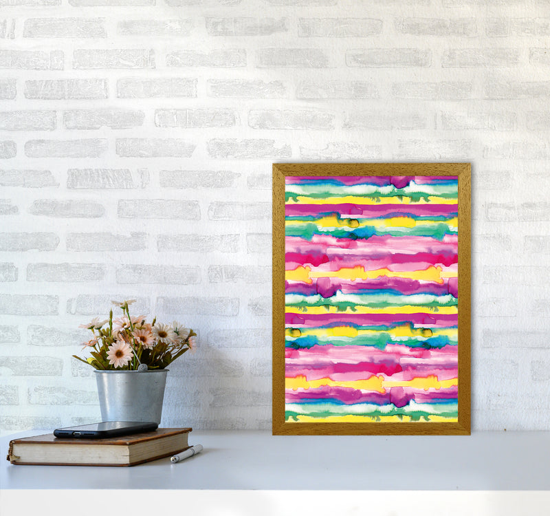 Gradient Tropical Color Lines Abstract Art Print by Ninola Design A3 Print Only