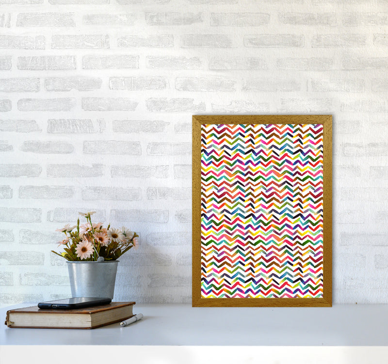 Chevron Stripes Multicolored Abstract Art Print by Ninola Design A3 Print Only