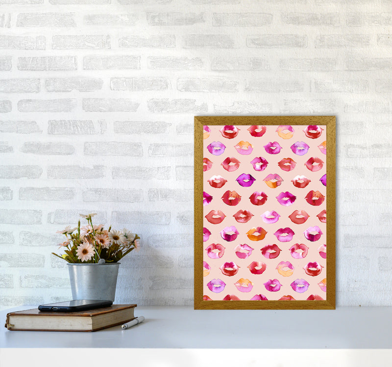 Sweet Love Kisses Pink Lips Abstract Art Print by Ninola Design A3 Print Only