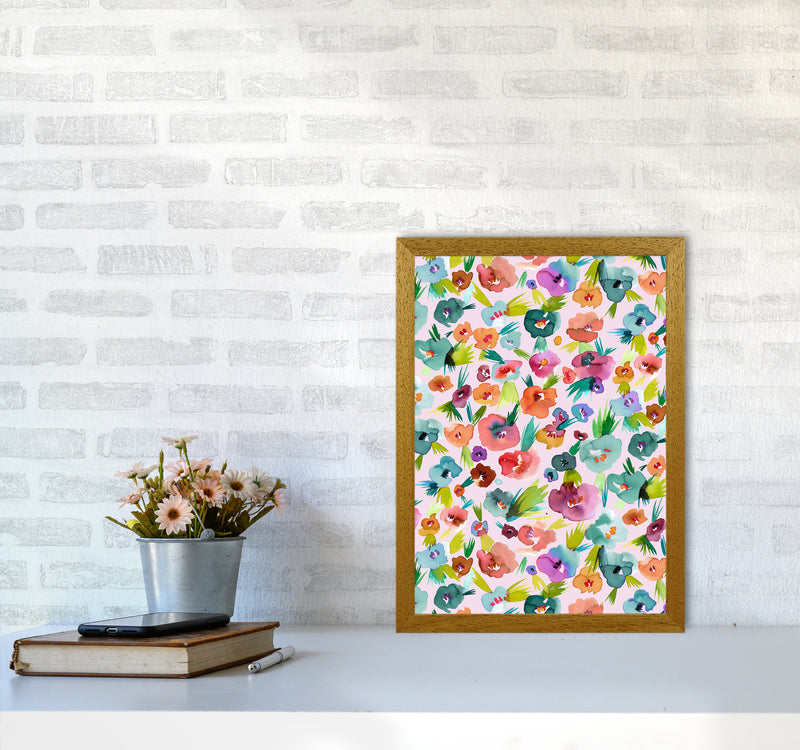 Tropical Watercolor Flowers Abstract Art Print by Ninola Design A3 Print Only