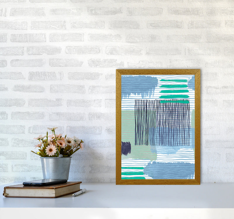 Abstract Striped Geo Green Abstract Art Print by Ninola Design A3 Print Only