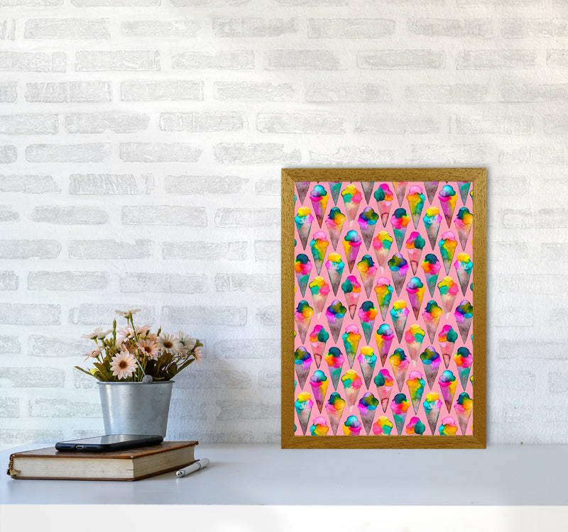 Cute Ice Creams Kids Pink Abstract Art Print by Ninola Design A3 Print Only