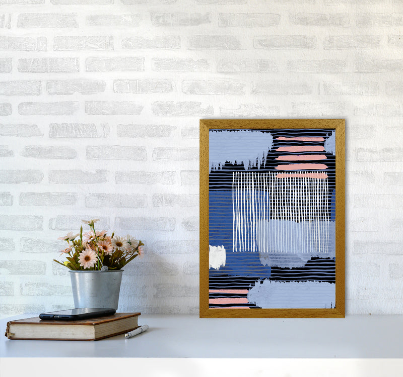 Abstract Striped Geo Blue Abstract Art Print by Ninola Design A3 Print Only