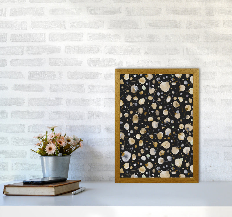 Flying Seeds Gold Silver Abstract Art Print by Ninola Design A3 Print Only