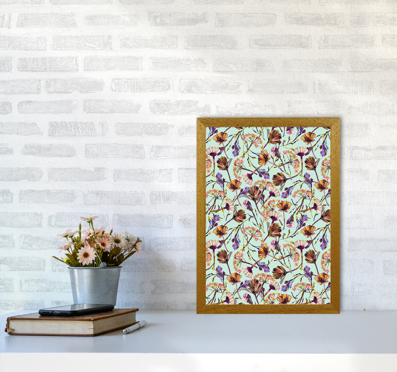 Dry Blue Flowers Collage Abstract Art Print by Ninola Design A3 Print Only