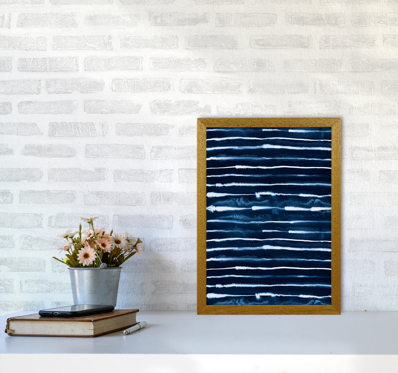 Electric Ink Lines Navy Abstract Art Print by Ninola Design A3 Print Only