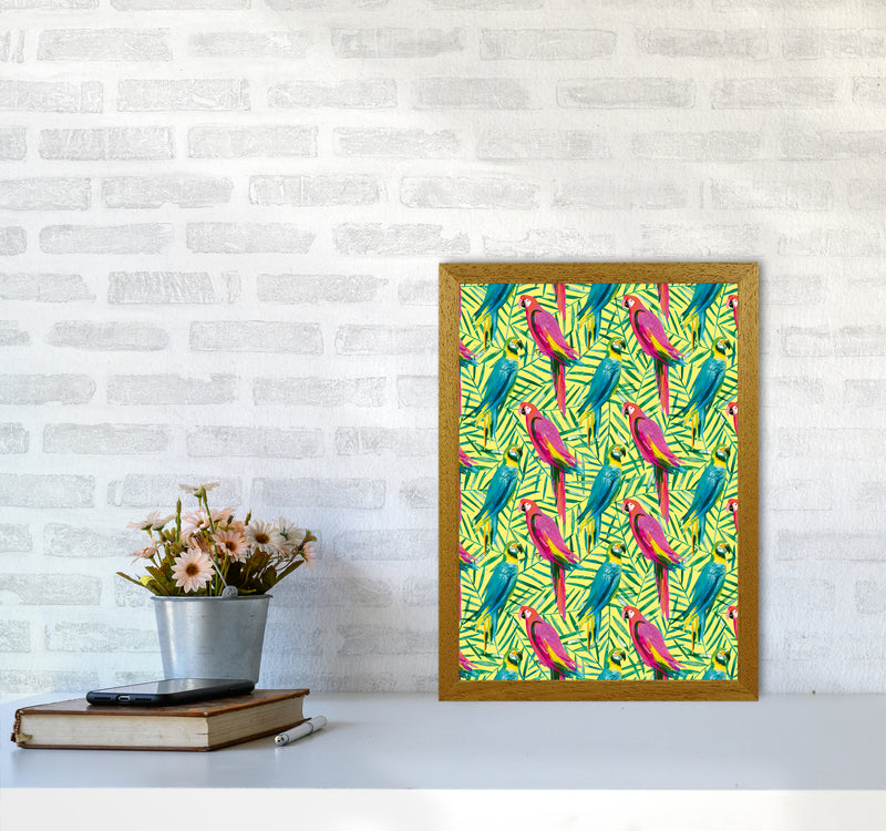 Tropical Parrots Palms Abstract Art Print by Ninola Design A3 Print Only