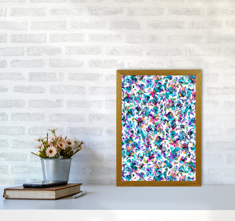 Aquatic Flowers Blue Abstract Art Print by Ninola Design A3 Print Only