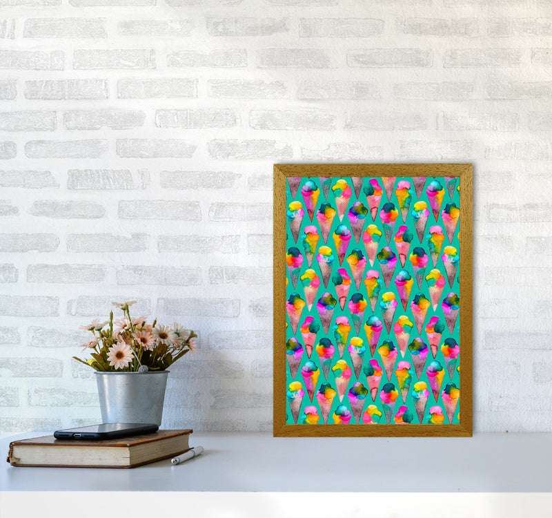 Cute Ice Creams Kids Abstract Art Print by Ninola Design A3 Print Only