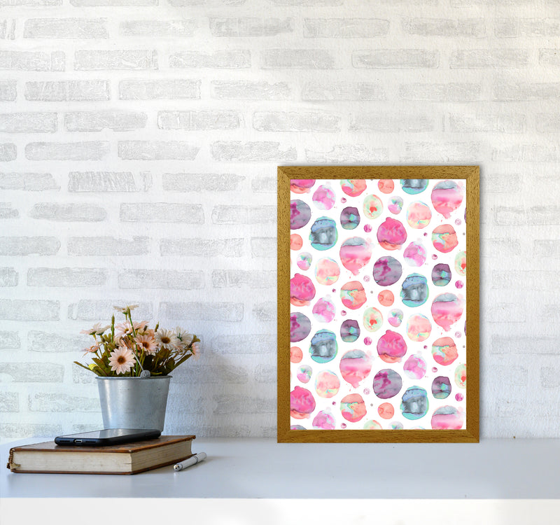 Big Watery Dots Pink Abstract Art Print by Ninola Design A3 Print Only