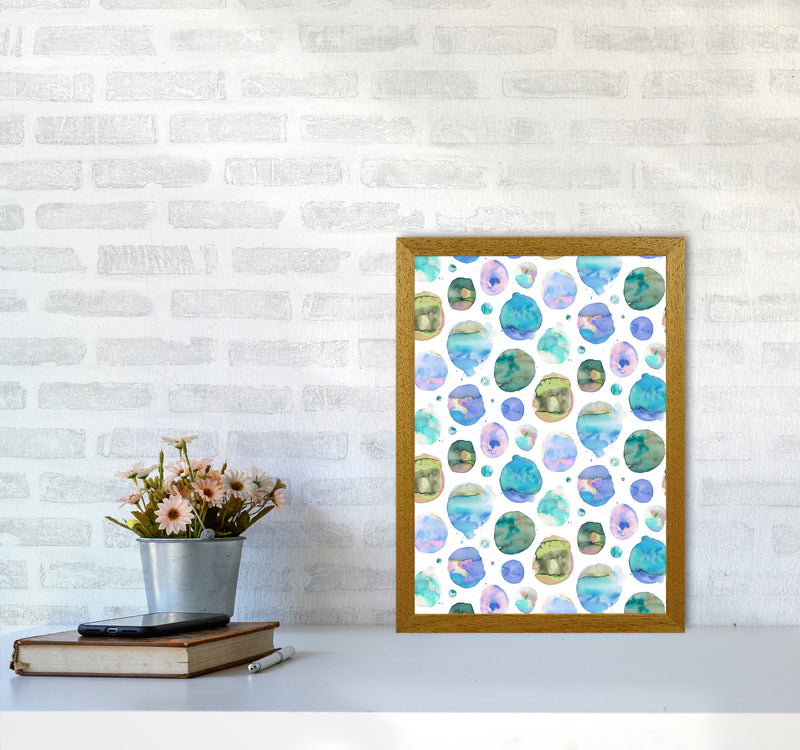 Big Watery Dots Blue Abstract Art Print by Ninola Design A3 Print Only