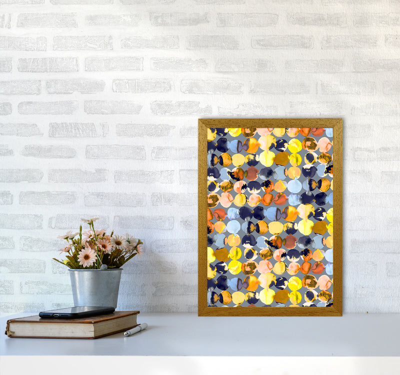 Ink Dots Blue Yellow Abstract Art Print by Ninola Design A3 Print Only