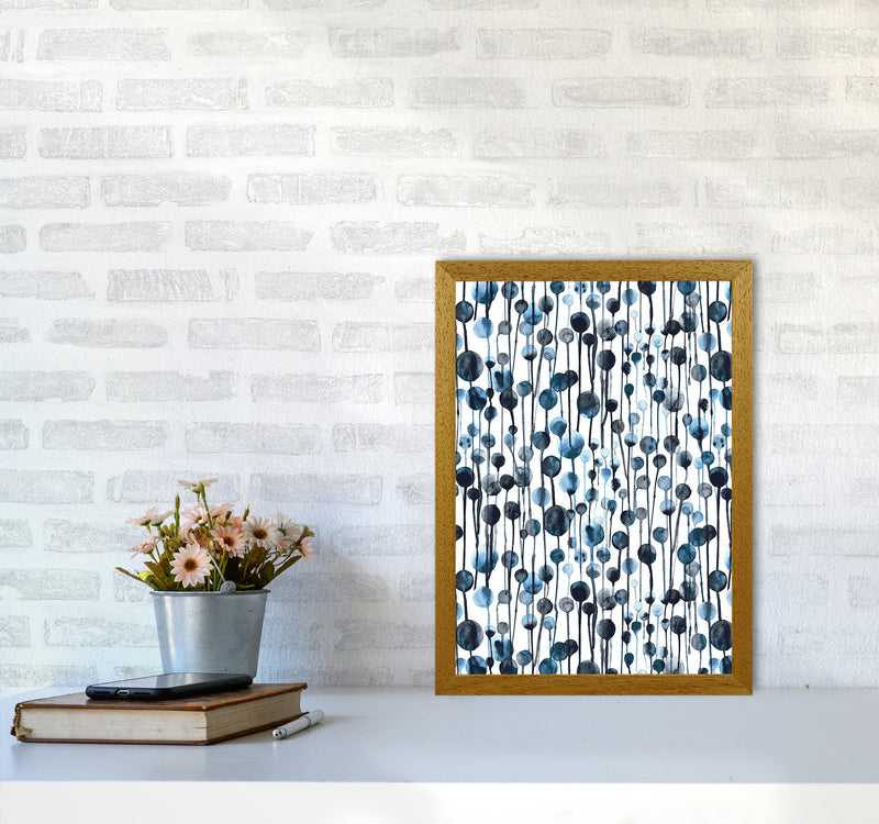 Dripping Dots Navy Abstract Art Print by Ninola Design A3 Print Only