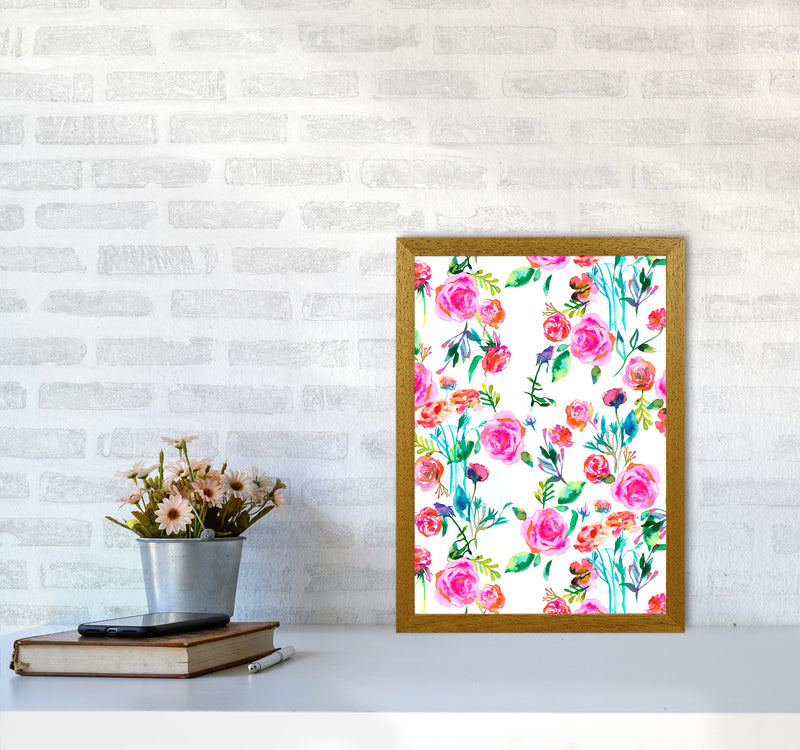 Roses Bouquet Pink Abstract Art Print by Ninola Design A3 Print Only