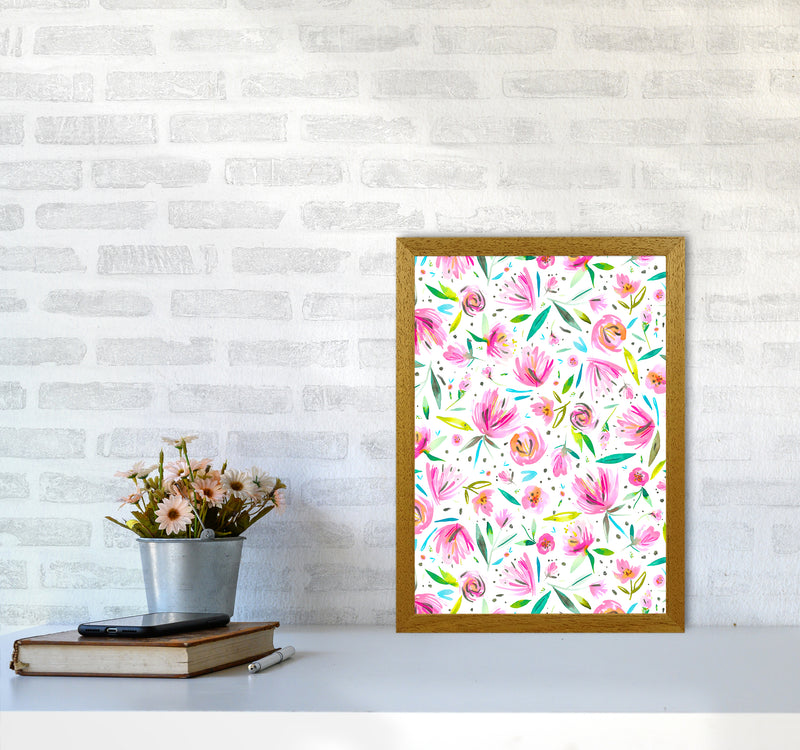Peonies Pink Abstract Art Print by Ninola Design A3 Print Only
