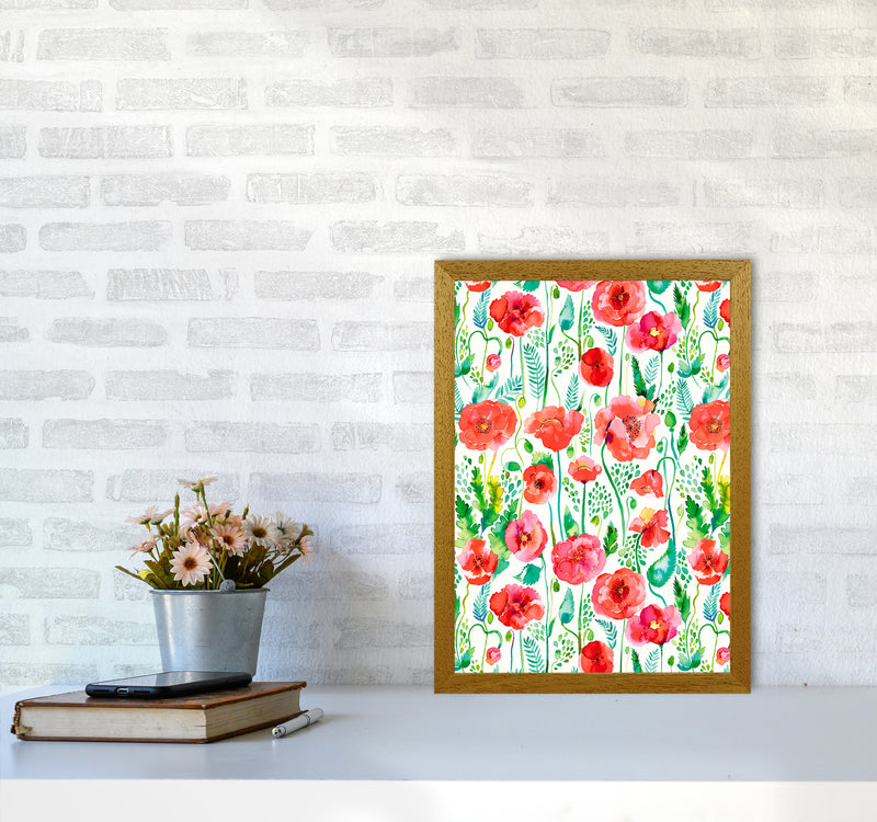 Poppies Red Abstract Art Print by Ninola Design A3 Print Only
