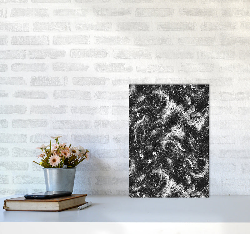 Abstract Dripping Painting Black White Abstract Art Print by Ninola Design A3 Black Frame