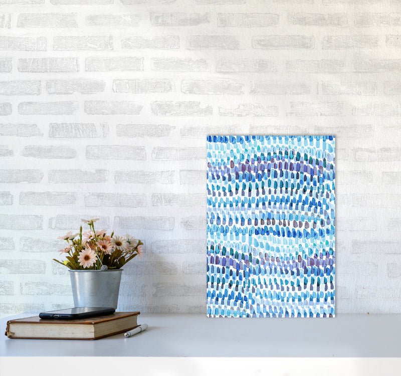 Artsy Strokes Stripes Colorful Blue Abstract Art Print by Ninola Design A3 Black Frame