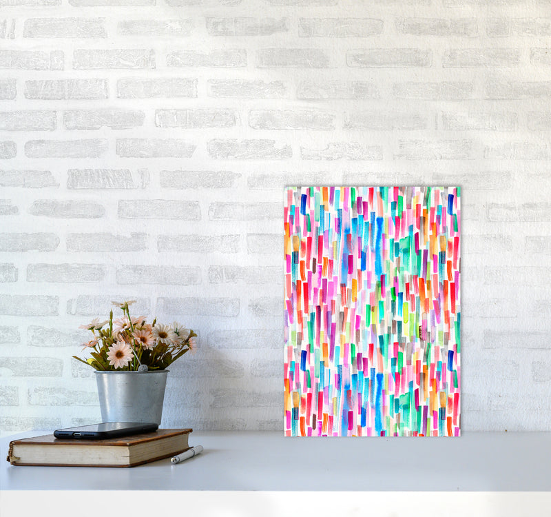 Colorful Brushstrokes Multicolored Abstract Art Print by Ninola Design A3 Black Frame