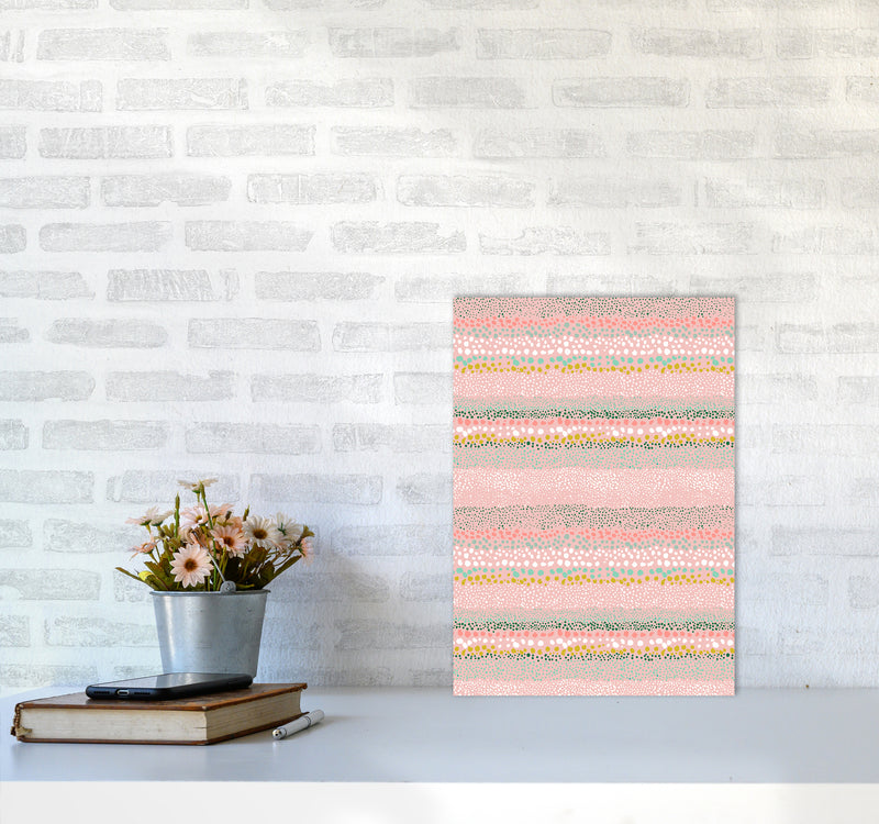 Little Textured Minimal Dots Pink Abstract Art Print by Ninola Design A3 Black Frame