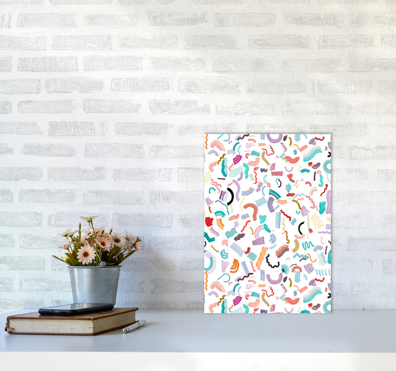 Curly and Zigzag Stripes White Abstract Art Print by Ninola Design A3 Black Frame