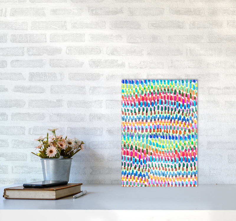Artsy Strokes Stripes Colorful Abstract Art Print by Ninola Design A3 Black Frame