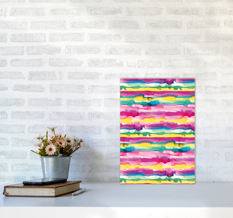 Gradient Tropical Color Lines Abstract Art Print by Ninola Design A3 Black Frame