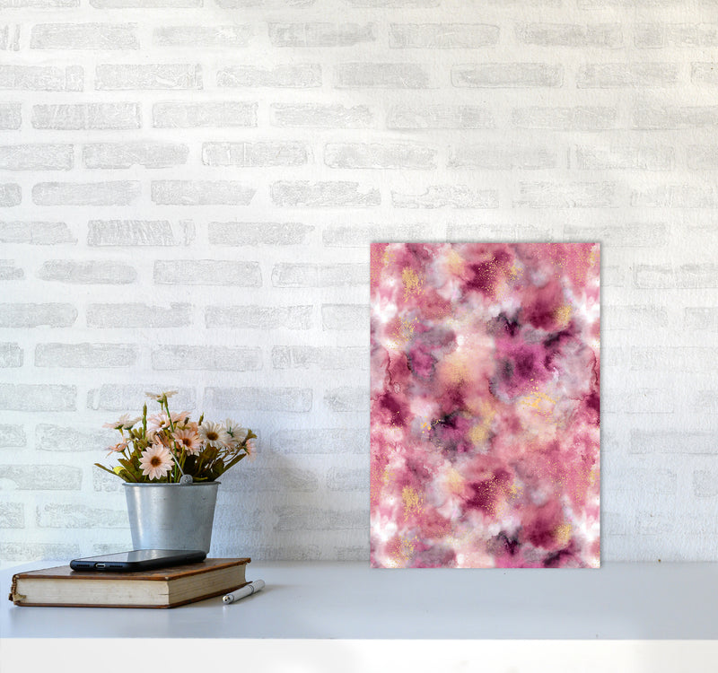 Smoky Marble Watercolor Pink Abstract Art Print by Ninola Design A3 Black Frame
