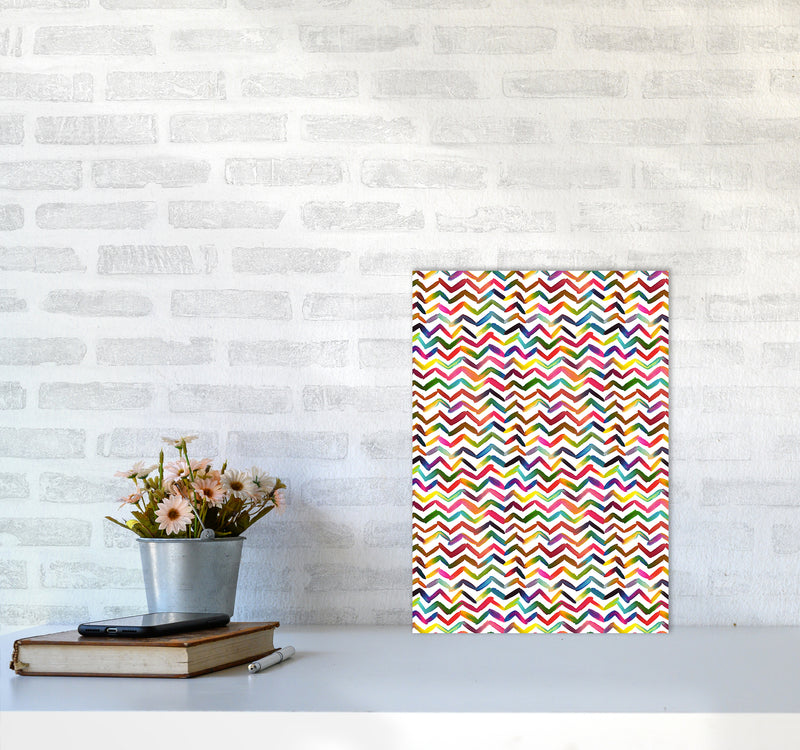 Chevron Stripes Multicolored Abstract Art Print by Ninola Design A3 Black Frame