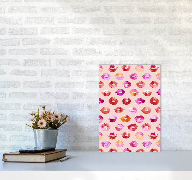 Sweet Love Kisses Pink Lips Abstract Art Print by Ninola Design A3 Black Frame