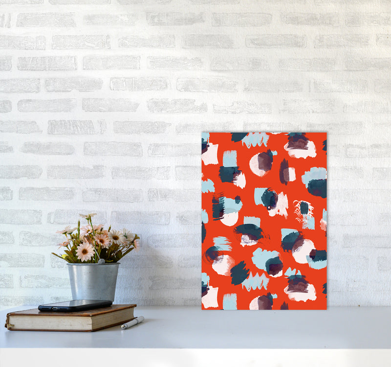 Abstract Stains Coral Abstract Art Print by Ninola Design A3 Black Frame