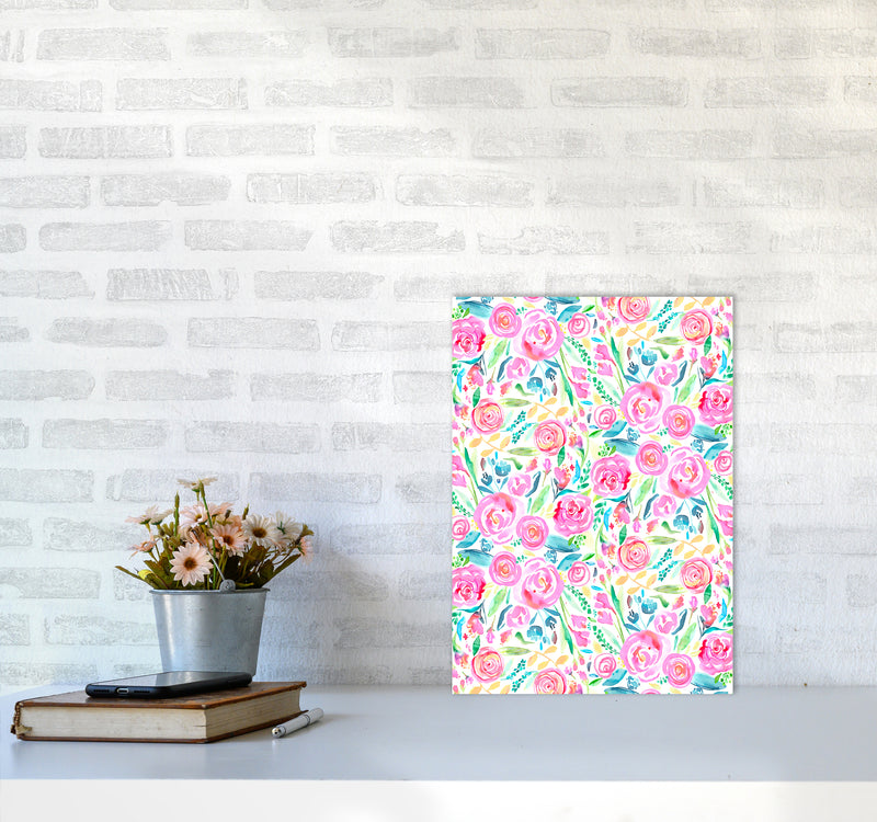 Spring Days Pink Abstract Art Print by Ninola Design A3 Black Frame