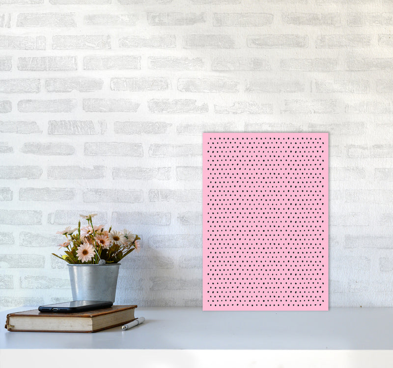 Artsy Dots Pink Abstract Art Print by Ninola Design A3 Black Frame